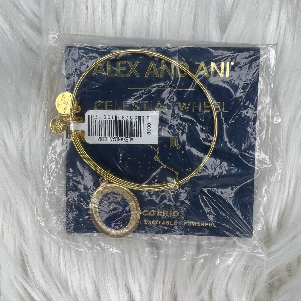 Alex and Ani Shiny Gold Celestial Wheel Scorpio Zodiac Charm Bangle Bracelet